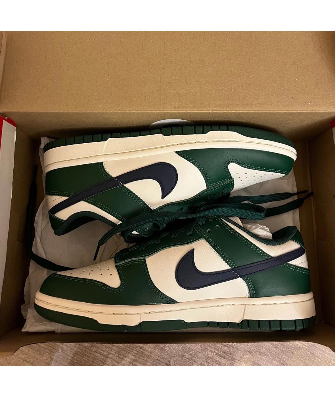 NIKE Зеленые низкие кроссовки / кеды из искусственной кожи, фото 2