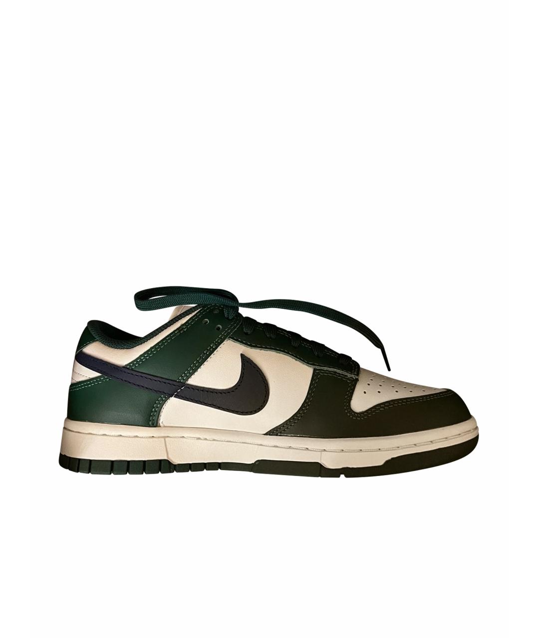 NIKE Зеленые низкие кроссовки / кеды из искусственной кожи, фото 1