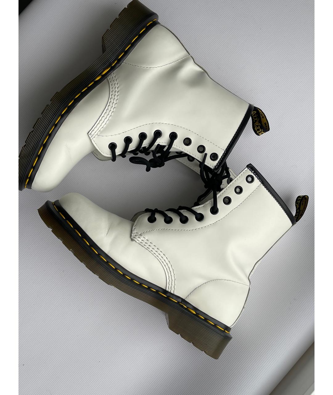 DR. MARTENS Белые кожаные ботинки, фото 2