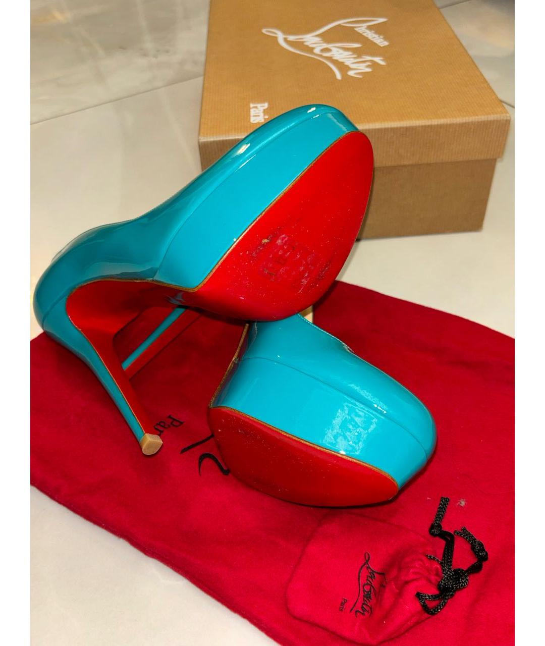 CHRISTIAN LOUBOUTIN Бирюзовые туфли из лакированной кожи, фото 7