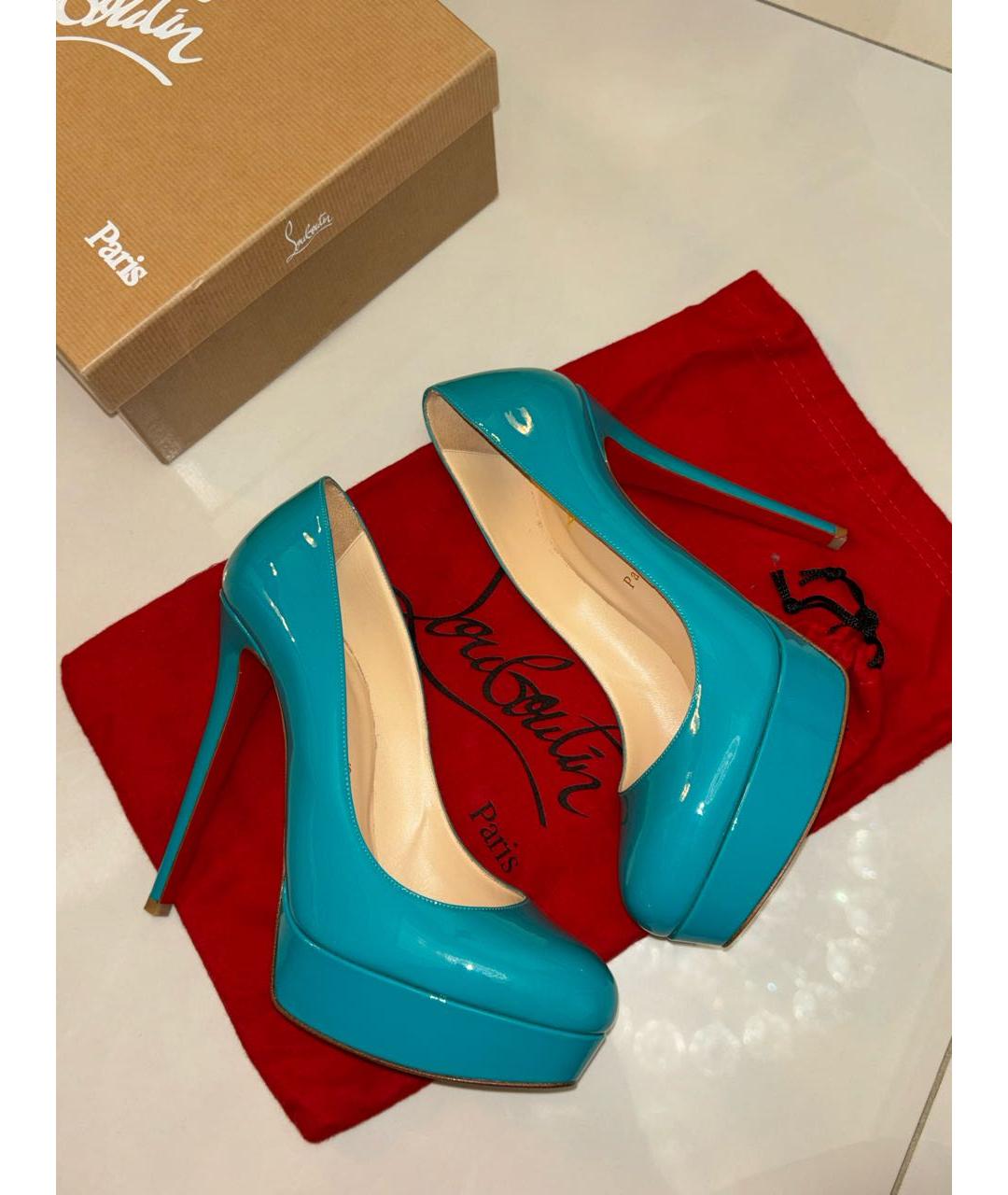 CHRISTIAN LOUBOUTIN Бирюзовые туфли из лакированной кожи, фото 5