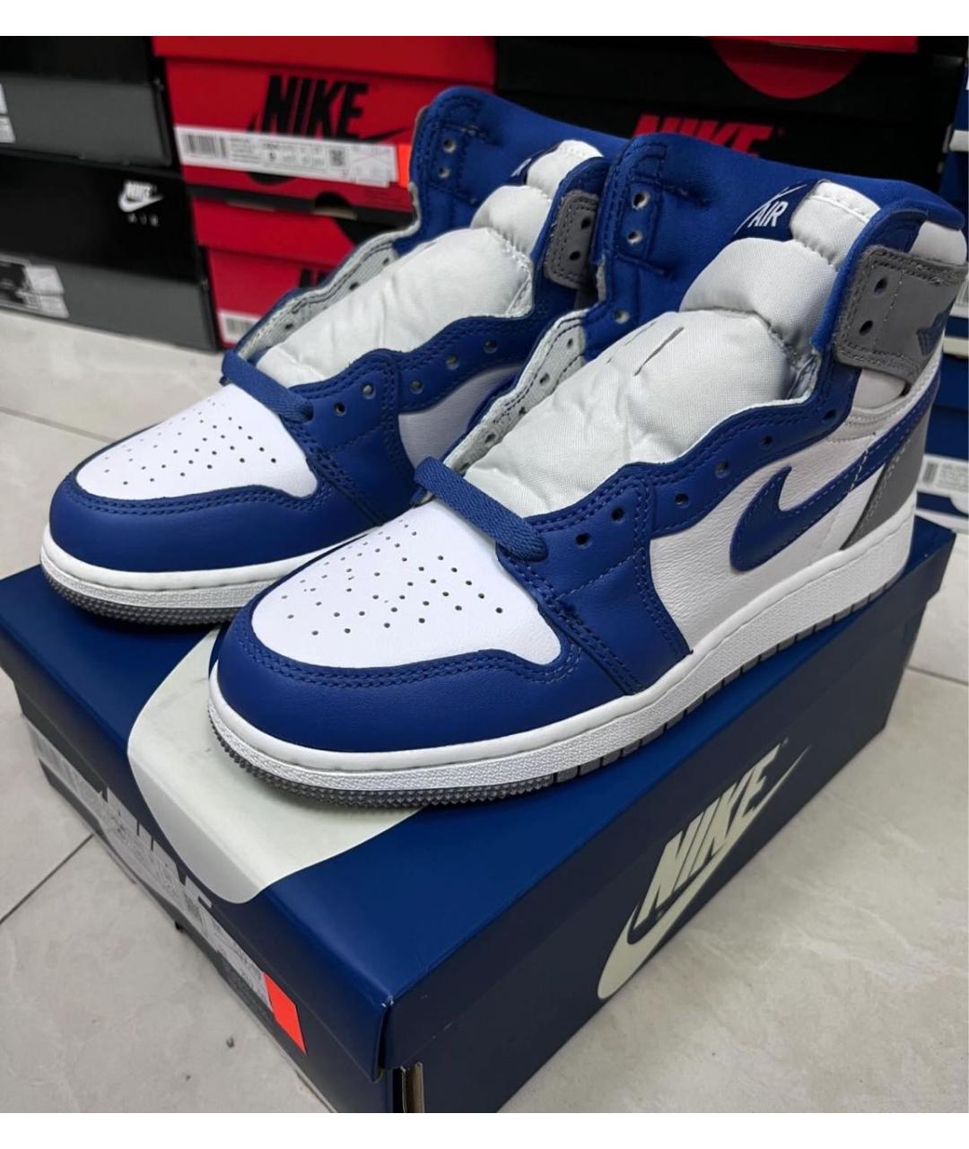 JORDAN Синие кроссовки из искусственной кожи, фото 2