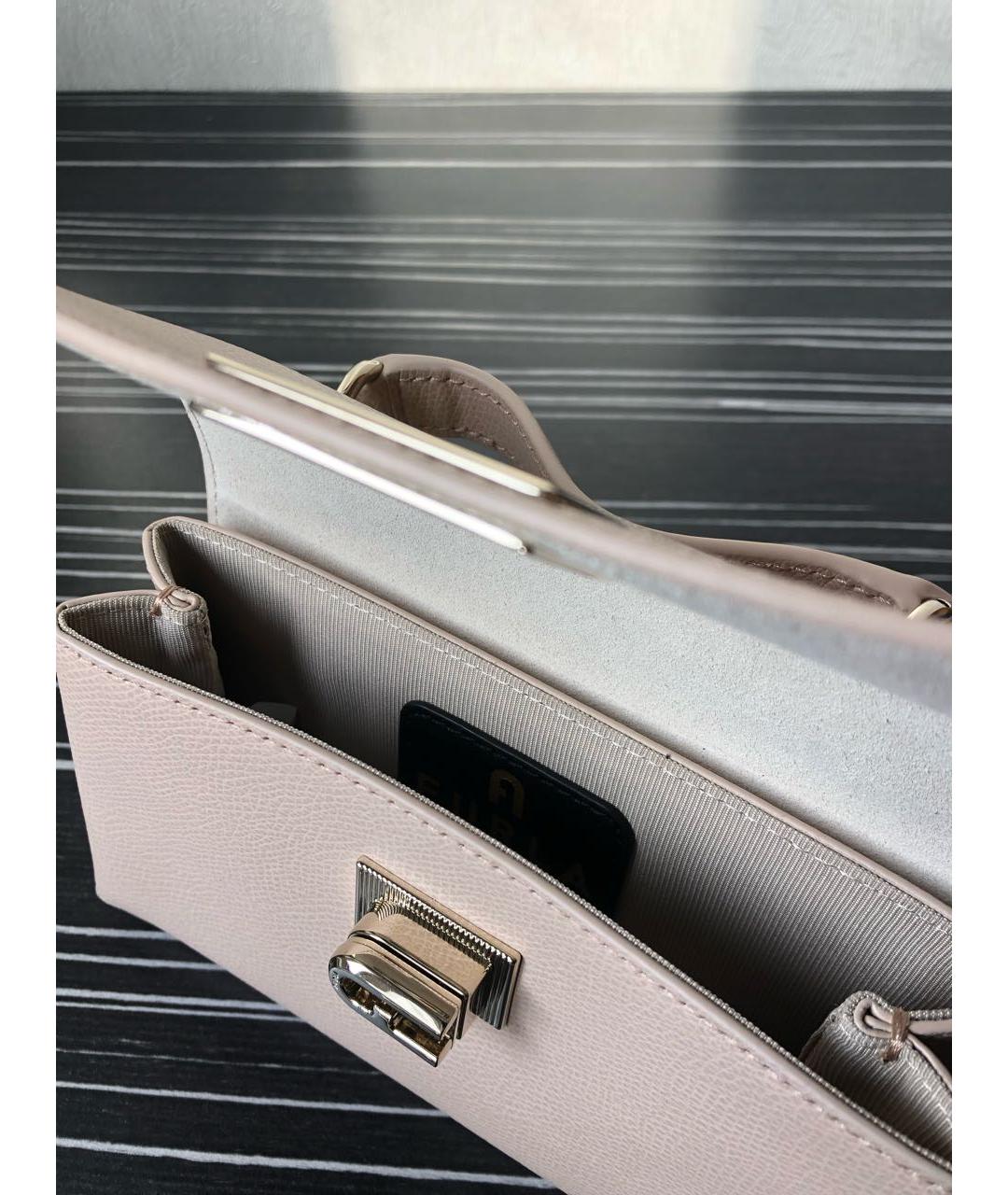 FURLA Бежевая кожаная сумка через плечо, фото 4