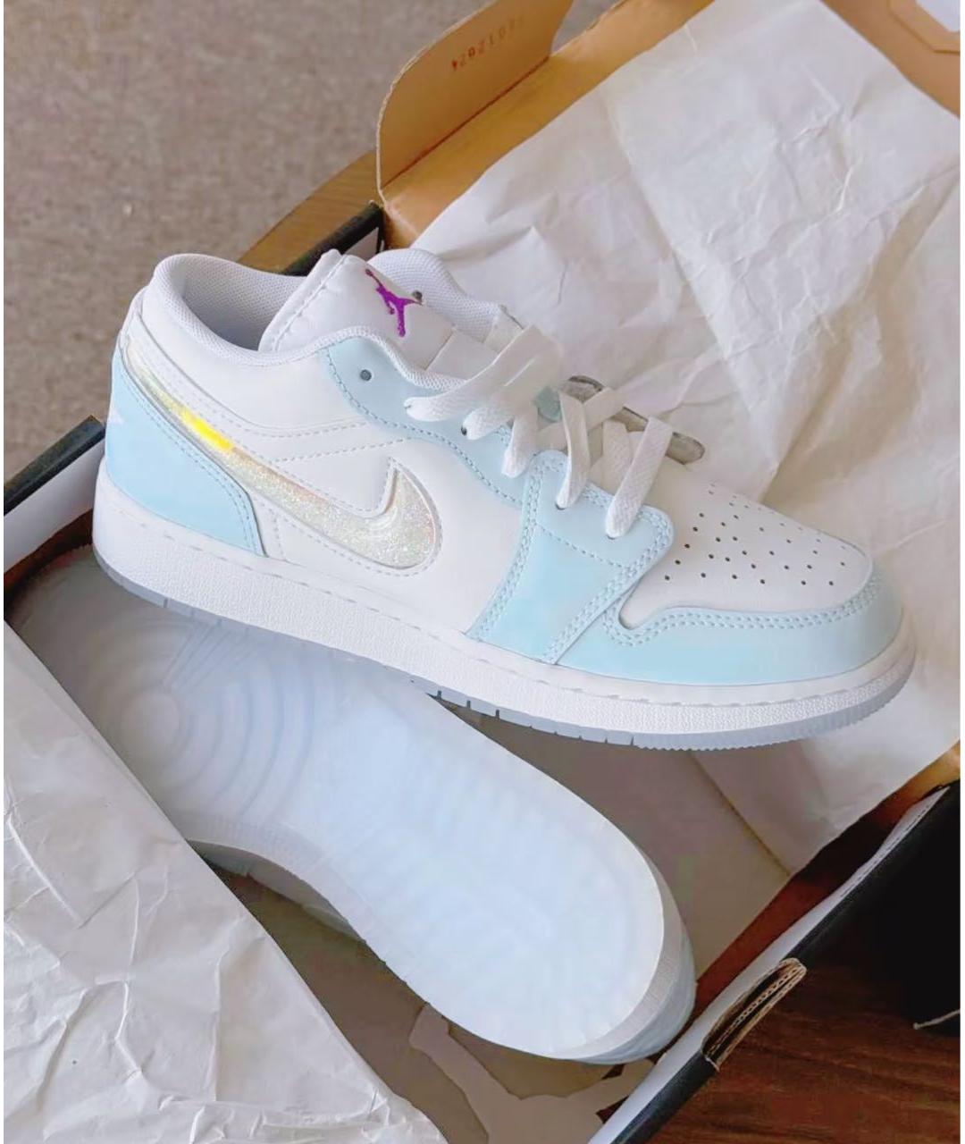 JORDAN Голубые кроссовки из искусственной кожи, фото 4