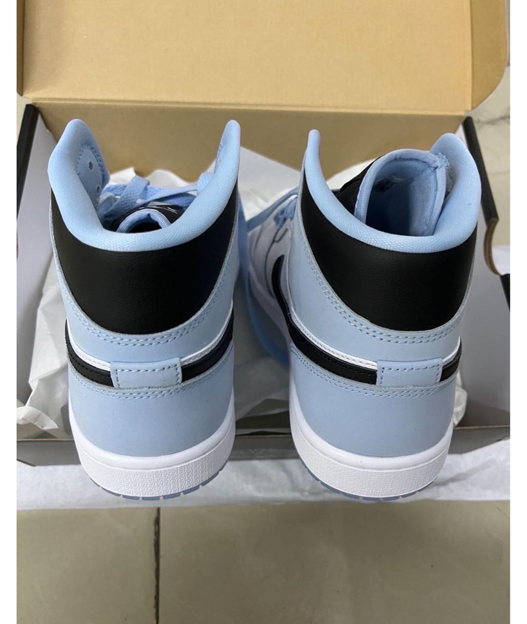 JORDAN Голубые высокие кроссовки / кеды из искусственной кожи, фото 3