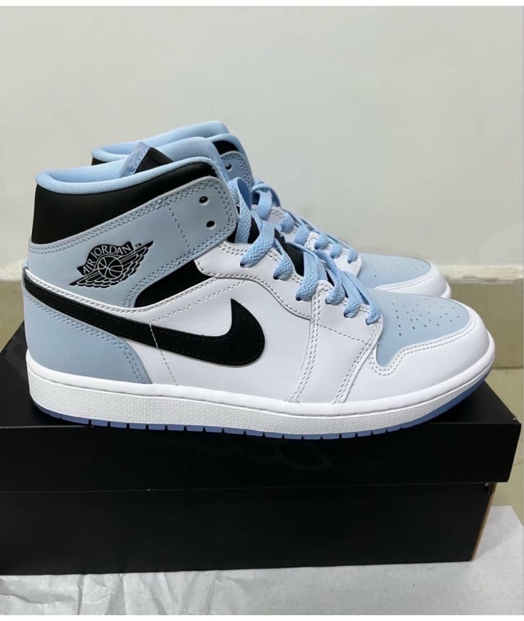 JORDAN Голубые высокие кроссовки / кеды из искусственной кожи, фото 2