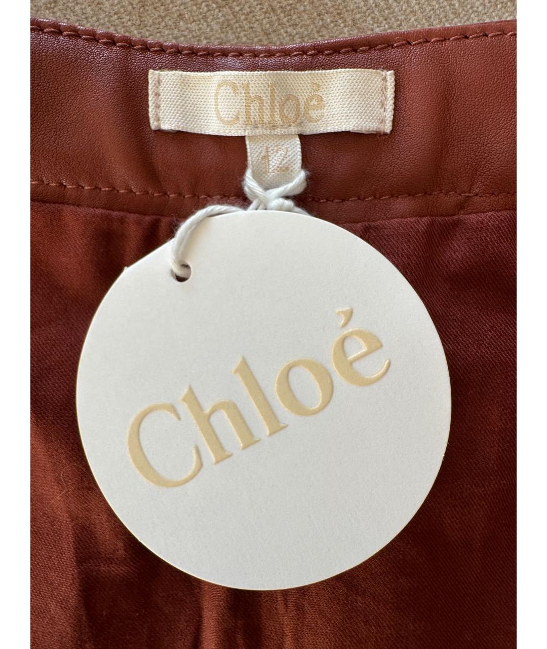 CHLOE Коричневая кожаная юбка, фото 6