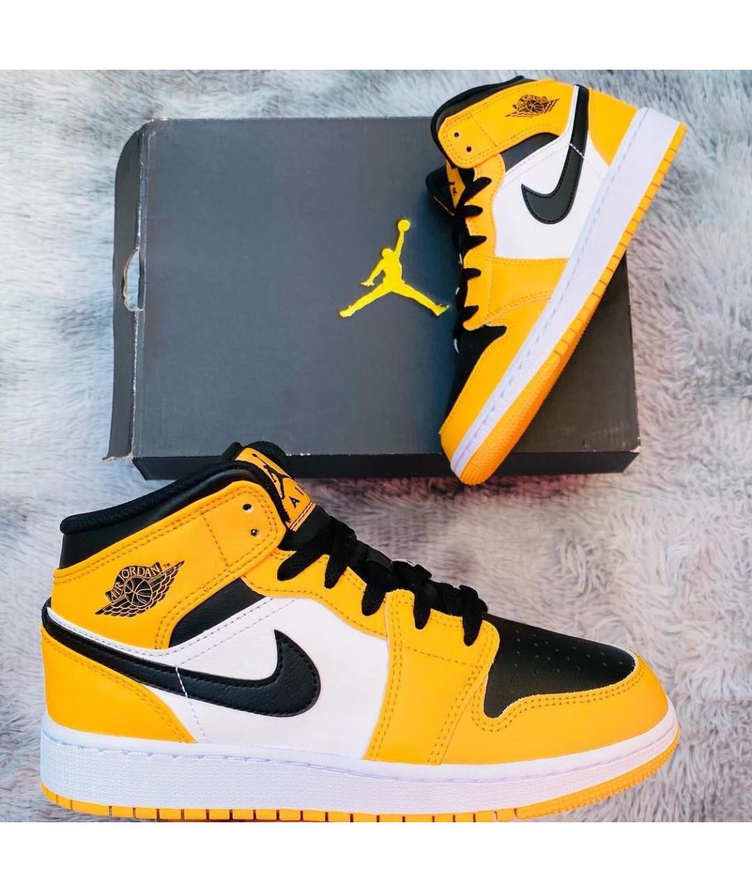 JORDAN Желтые кроссовки из искусственной кожи, фото 3