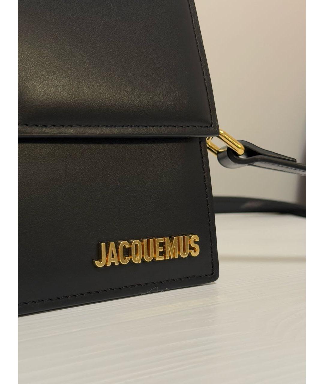 JACQUEMUS Черная кожаная сумка с короткими ручками, фото 7