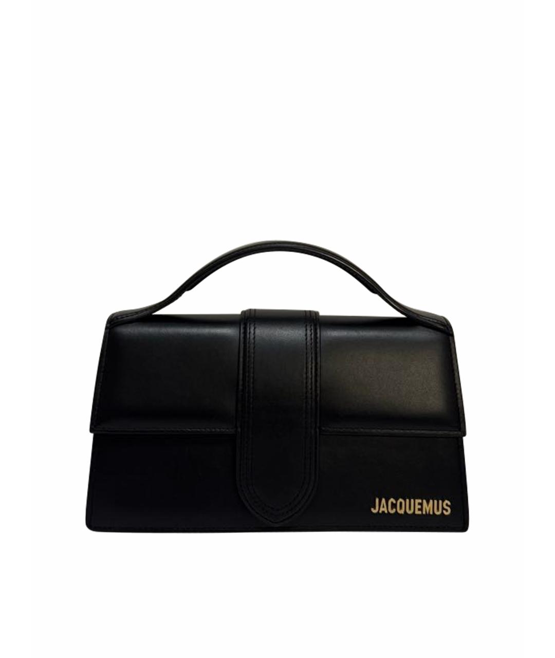 JACQUEMUS Черная кожаная сумка с короткими ручками, фото 1