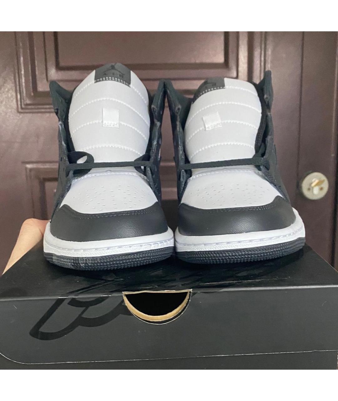 JORDAN Черные высокие кроссовки / кеды из искусственной кожи, фото 5