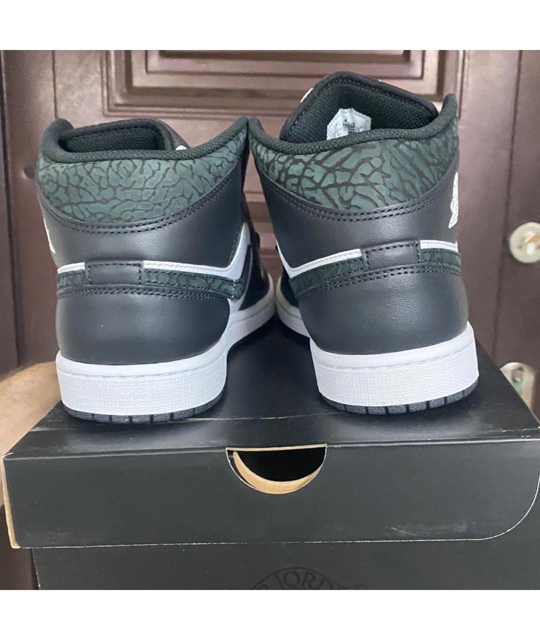 JORDAN Черные высокие кроссовки / кеды из искусственной кожи, фото 2