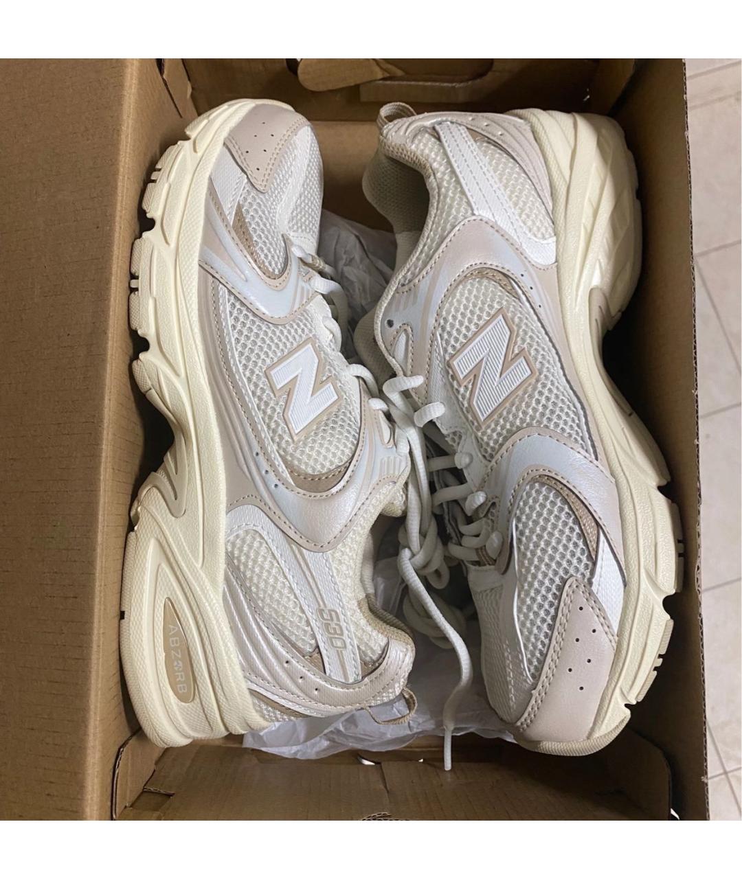 NEW BALANCE Бежевые кроссовки из искусственной кожи, фото 4