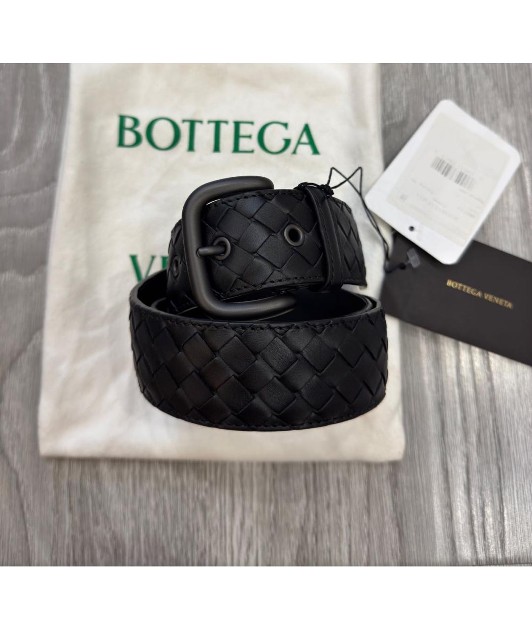 BOTTEGA VENETA Черный кожаный ремень, фото 9