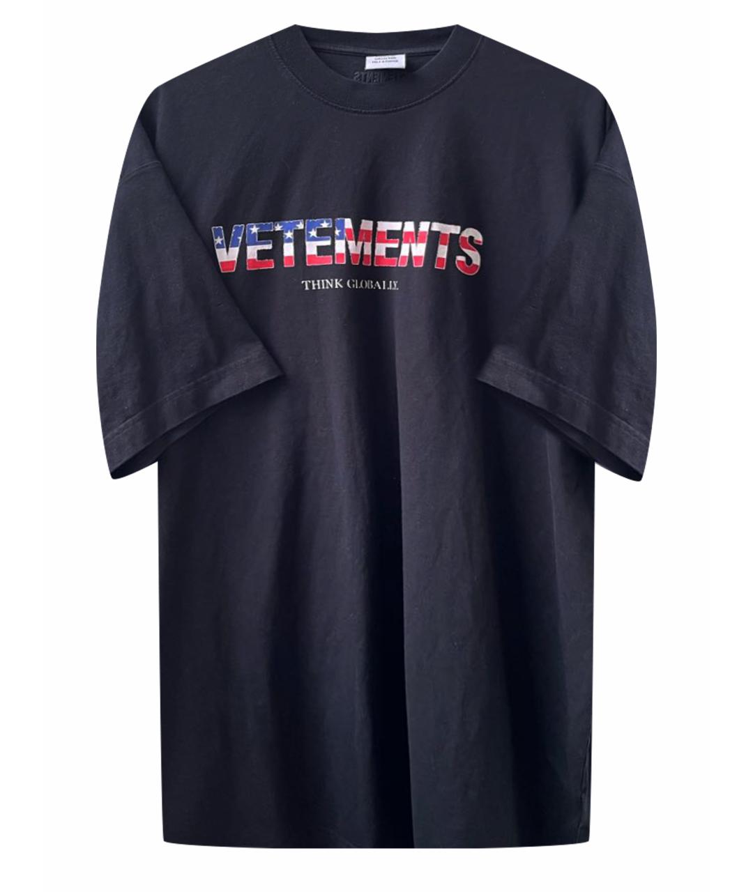 VETEMENTS Черная хлопковая футболка, фото 1