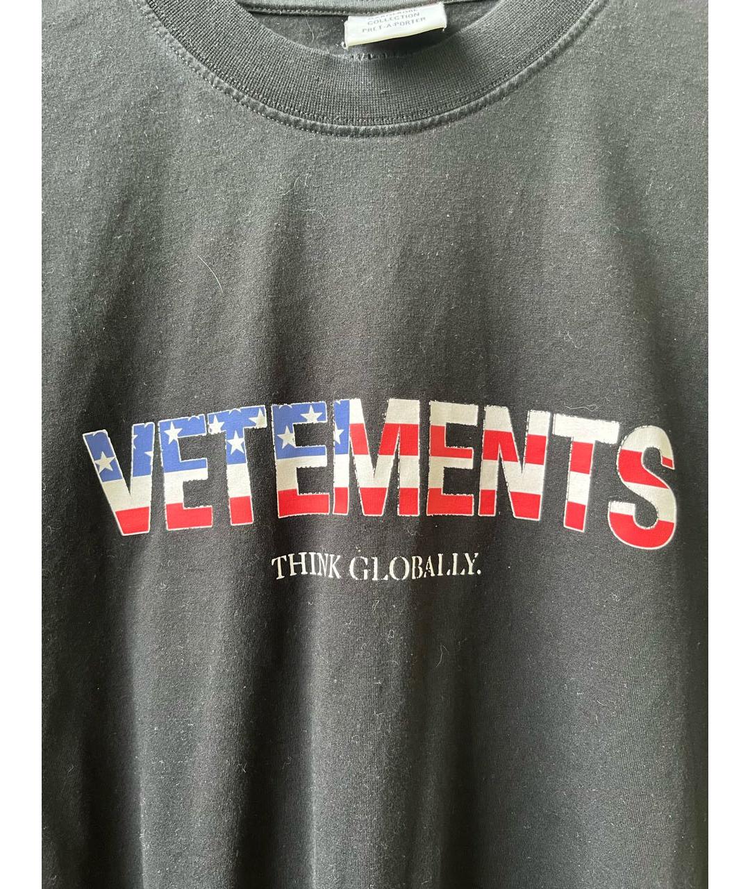 VETEMENTS Черная хлопковая футболка, фото 5