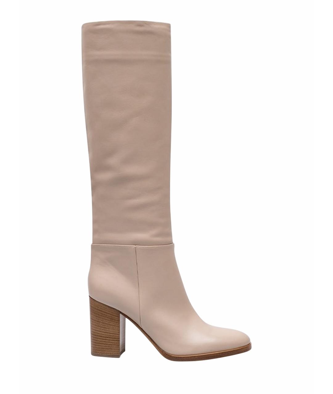 GIANVITO ROSSI Бежевые кожаные сапоги, фото 1