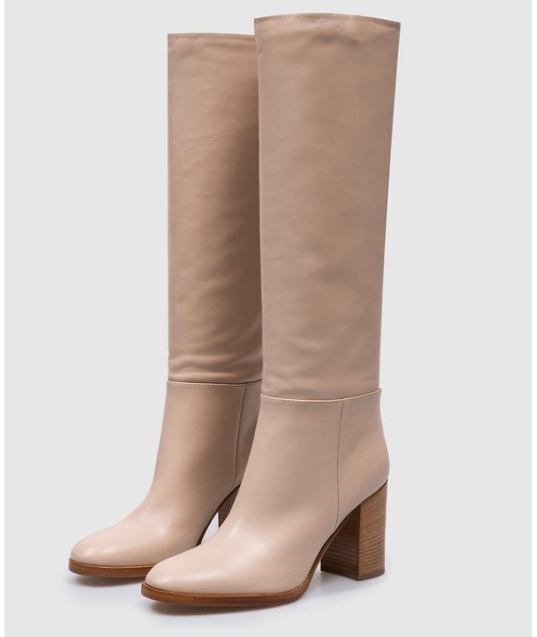 GIANVITO ROSSI Бежевые кожаные сапоги, фото 2