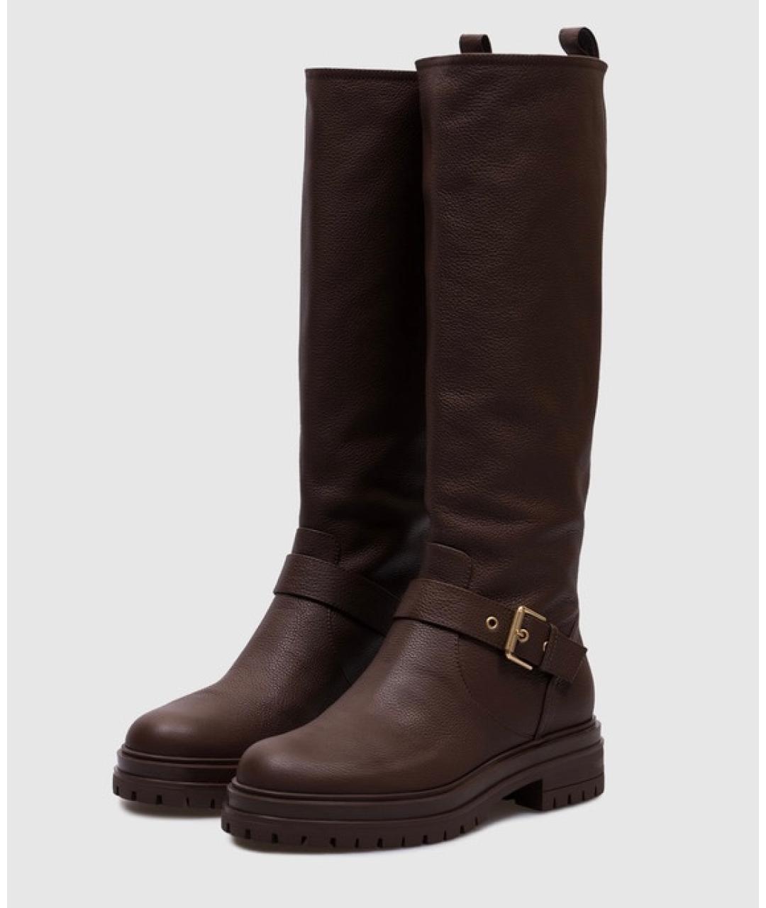 GIANVITO ROSSI Коричневые кожаные сапоги, фото 2