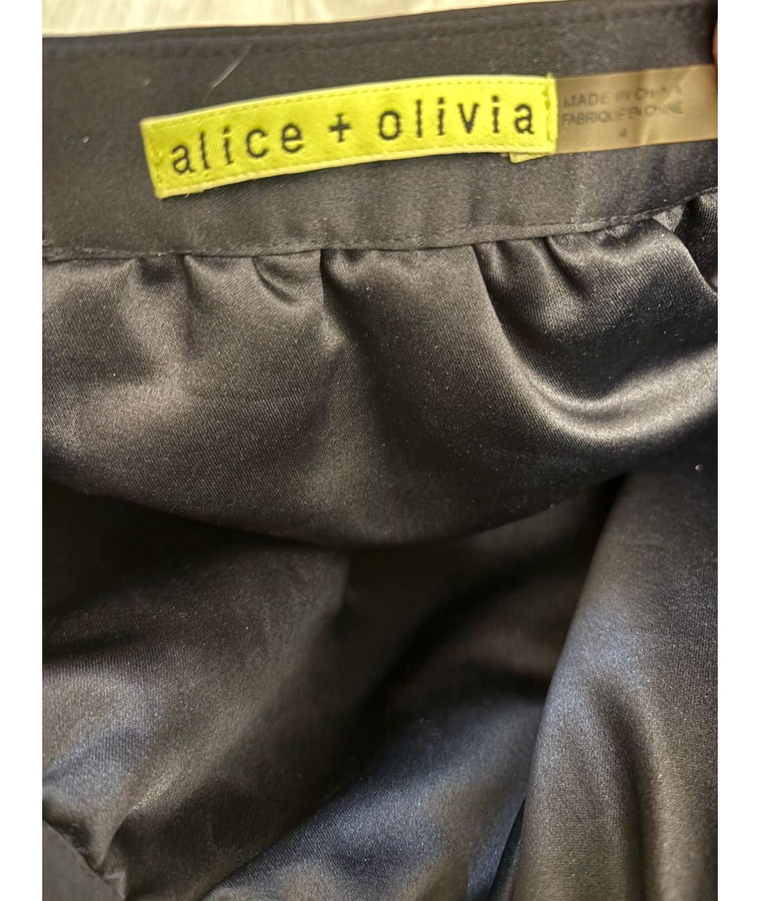 ALICE+OLIVIA Черная атласная юбка мини, фото 4