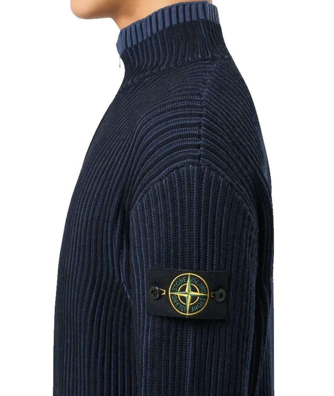 STONE ISLAND Темно-синий шерстяной джемпер / свитер, фото 3