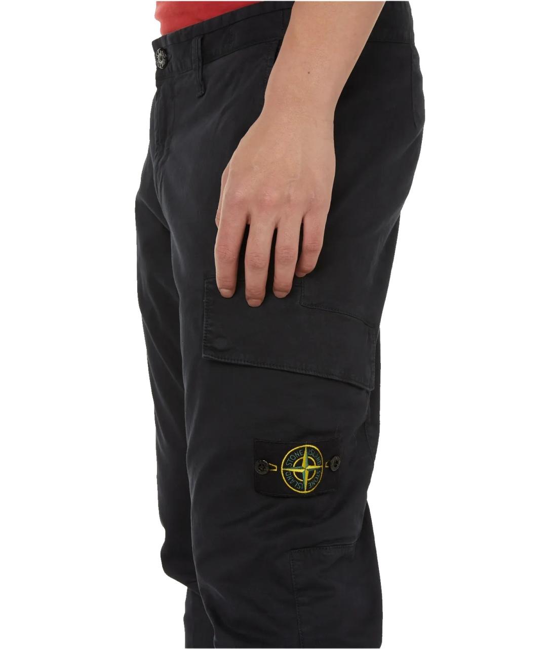 STONE ISLAND Темно-синие хлопковые повседневные брюки, фото 3