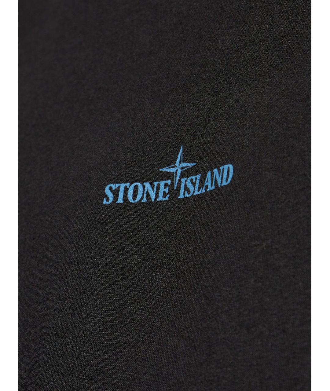 STONE ISLAND Черная хлопковая футболка, фото 3