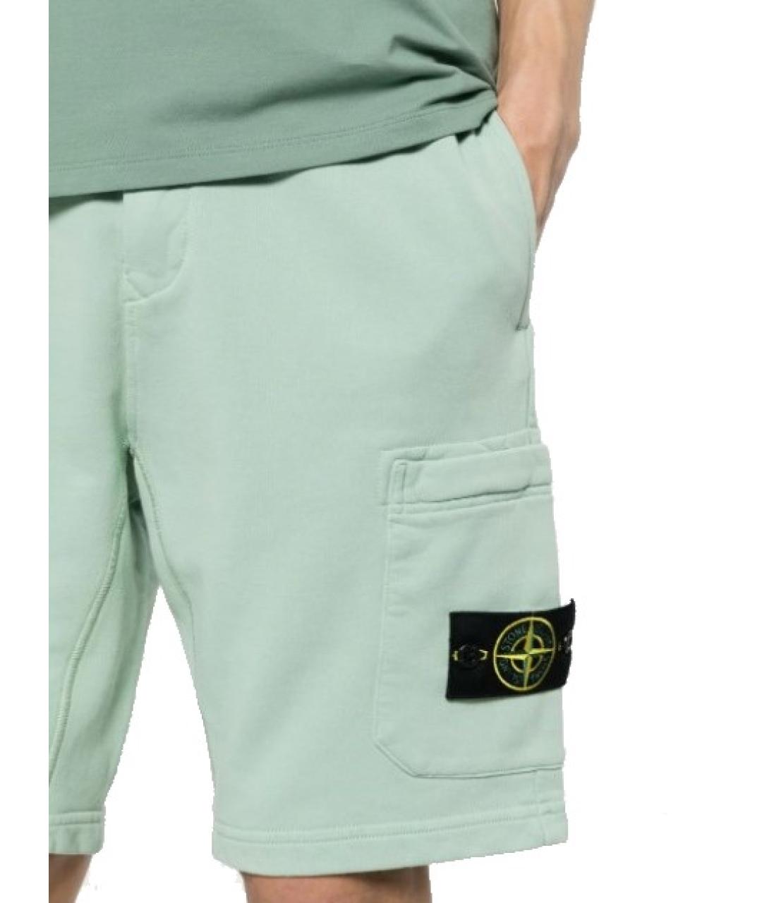 STONE ISLAND Зеленые хлопковые шорты, фото 3