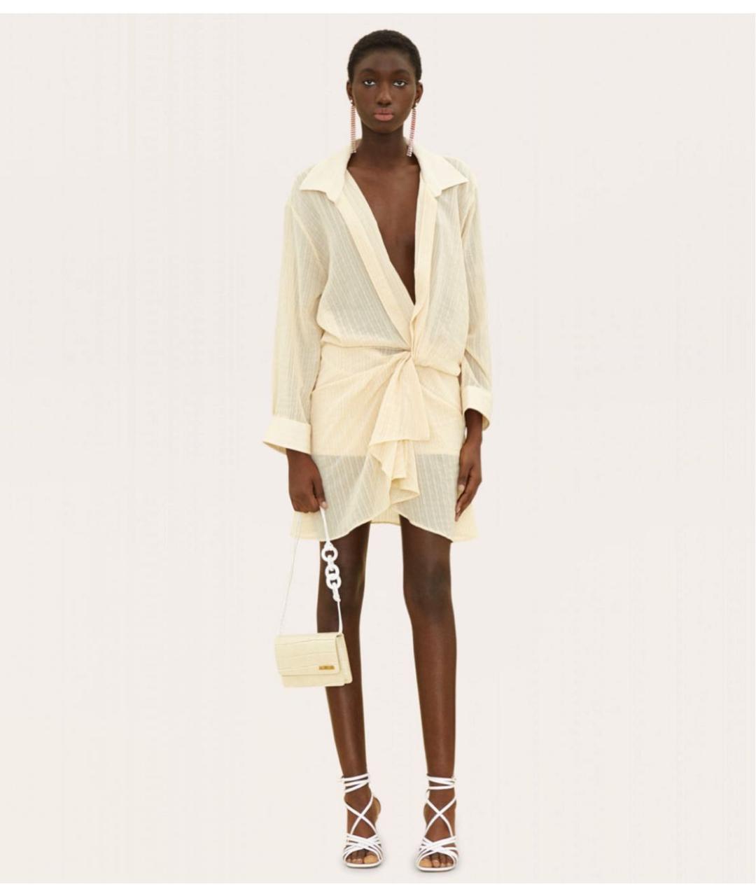 JACQUEMUS Бежевое хлопковое повседневное платье, фото 7