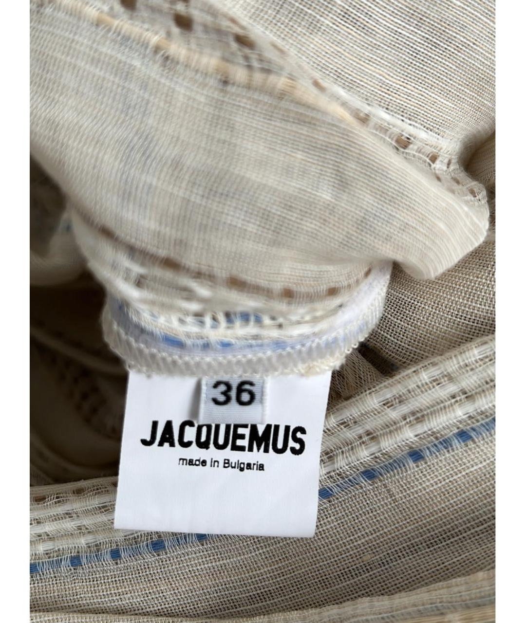 JACQUEMUS Бежевое хлопковое повседневное платье, фото 4