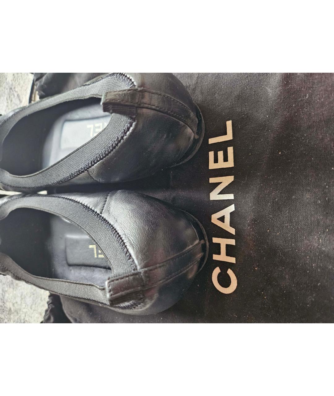 CHANEL Черные кожаные балетки, фото 4