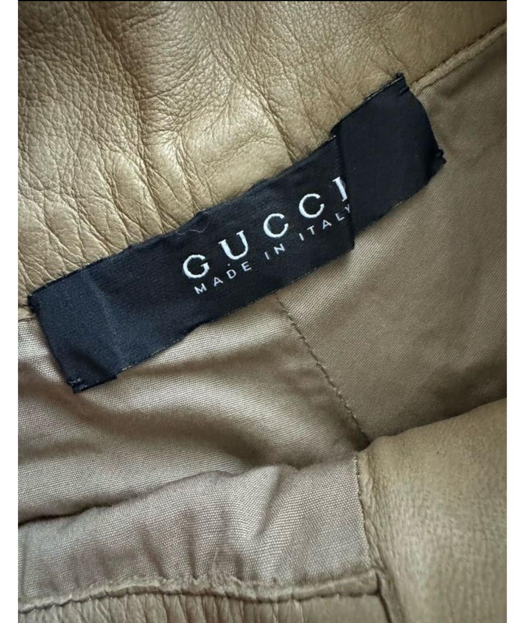 GUCCI Бежевые кожаные шорты, фото 4