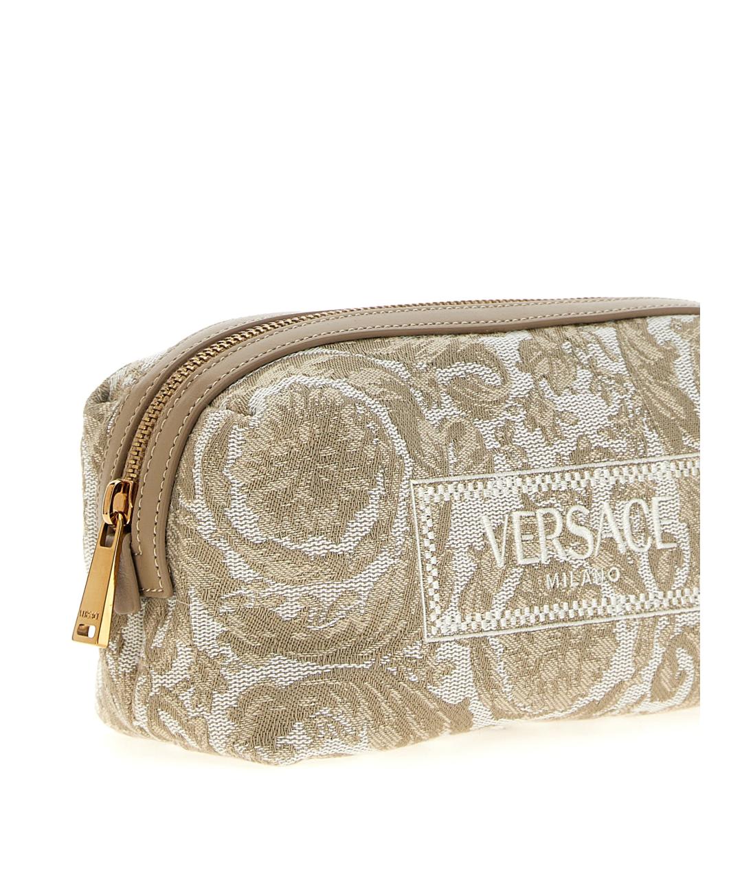 VERSACE Бежевая тканевая косметичка, фото 3