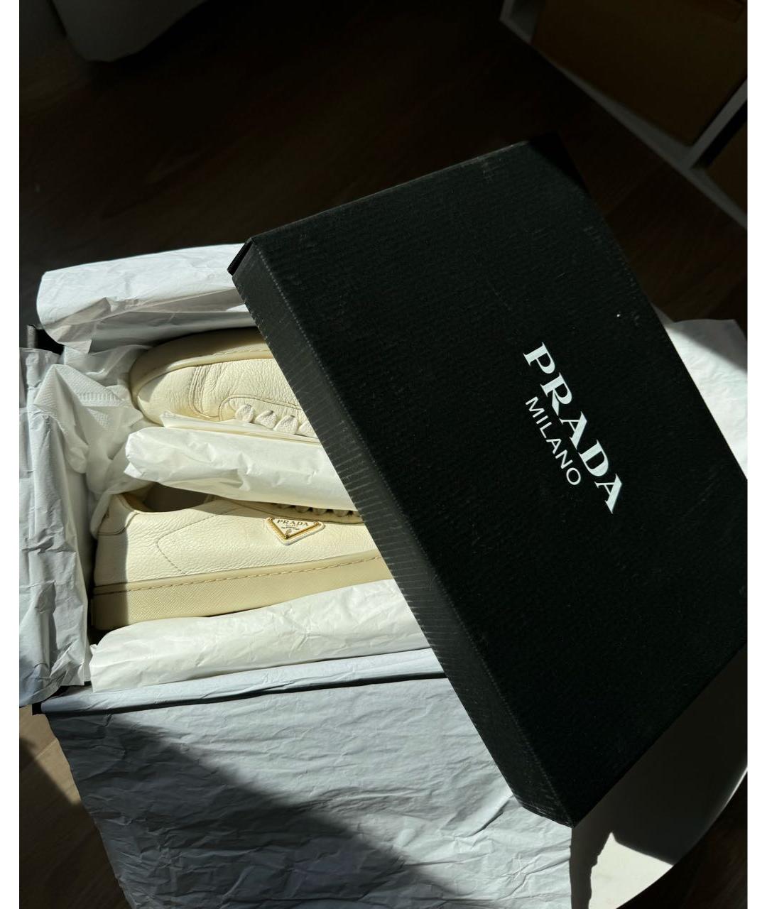 PRADA Белые кожаные кеды, фото 7