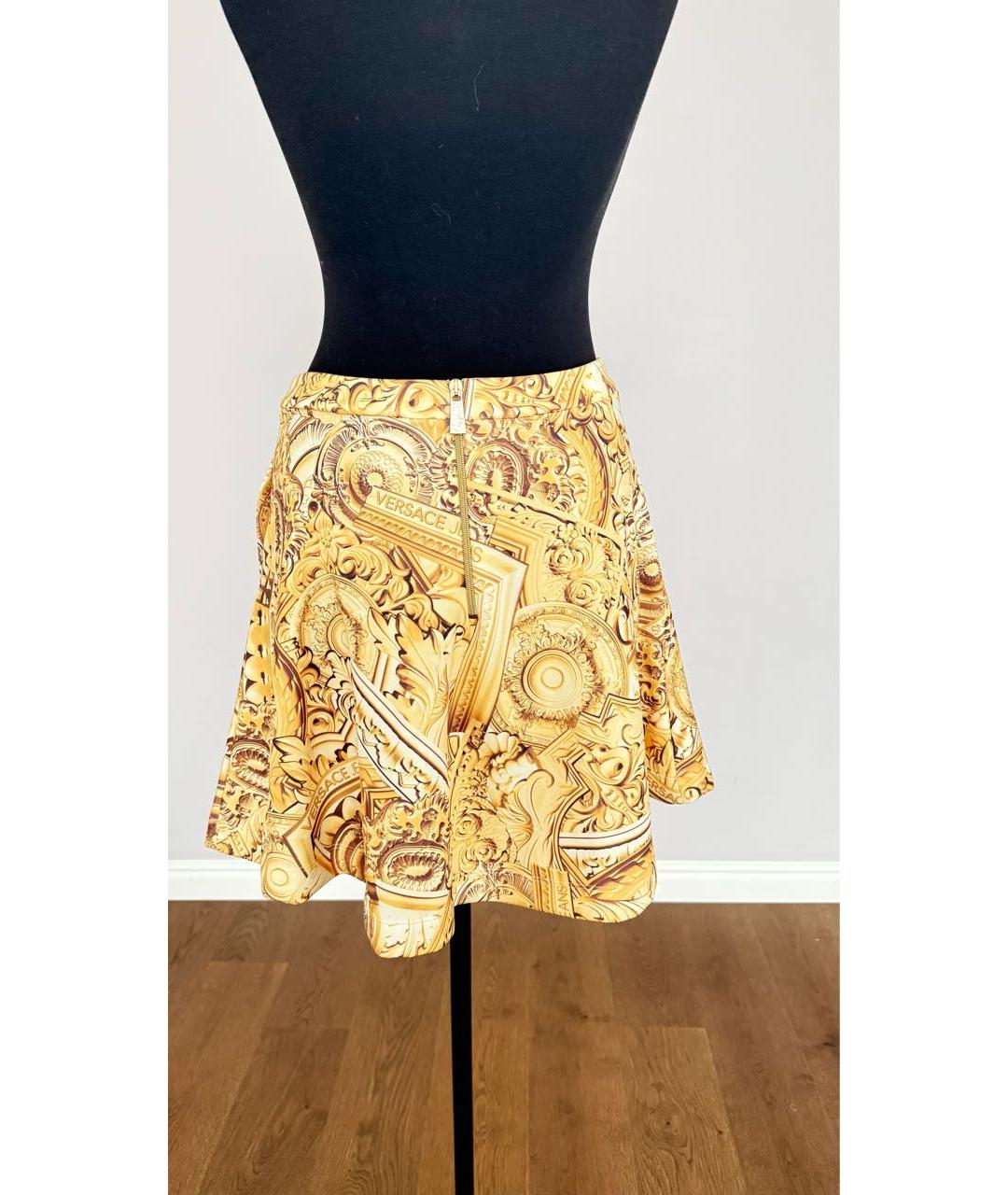 VERSACE JEANS COUTURE Золотая полиэстеровая юбка мини, фото 2