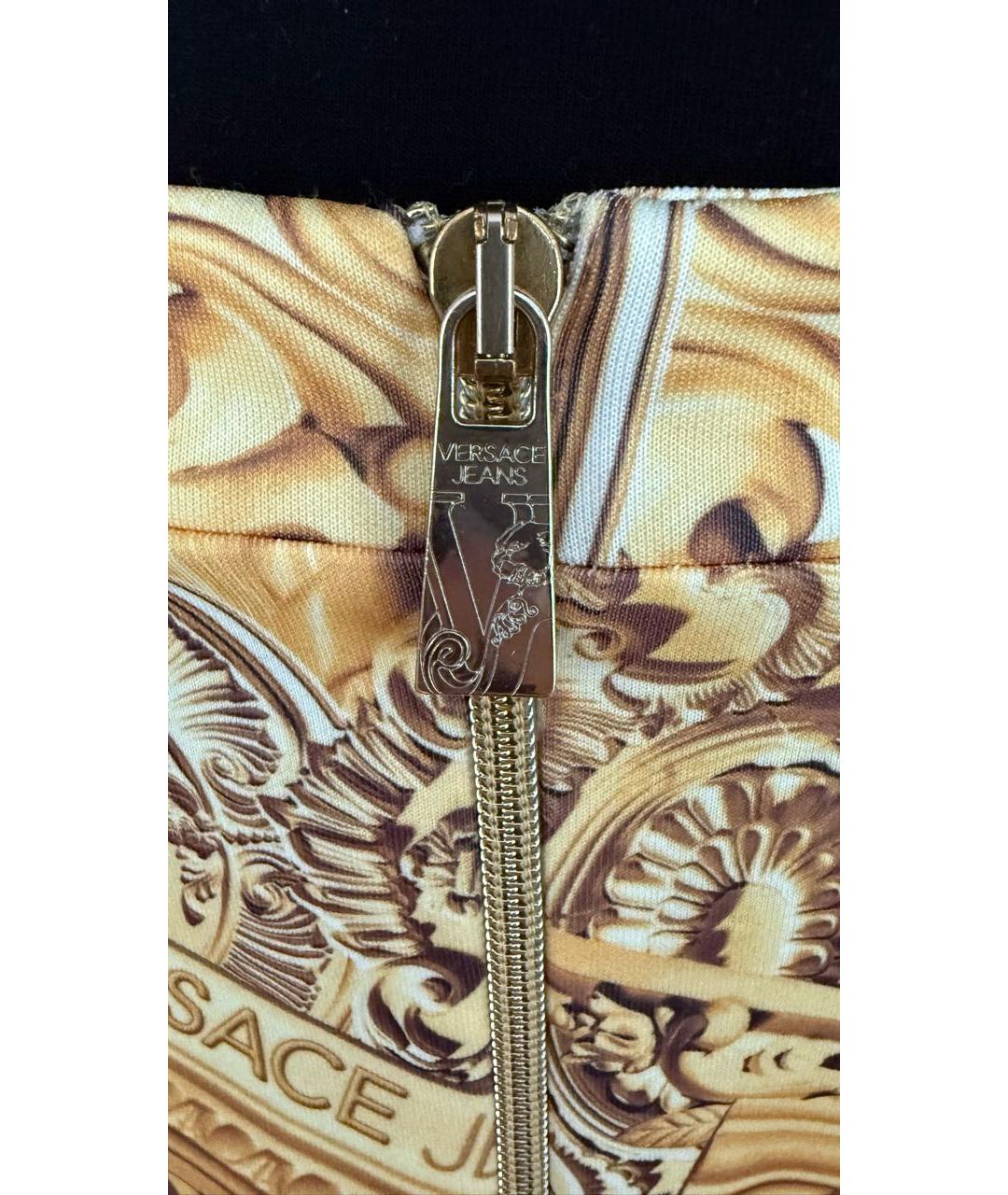 VERSACE JEANS COUTURE Золотая полиэстеровая юбка мини, фото 6