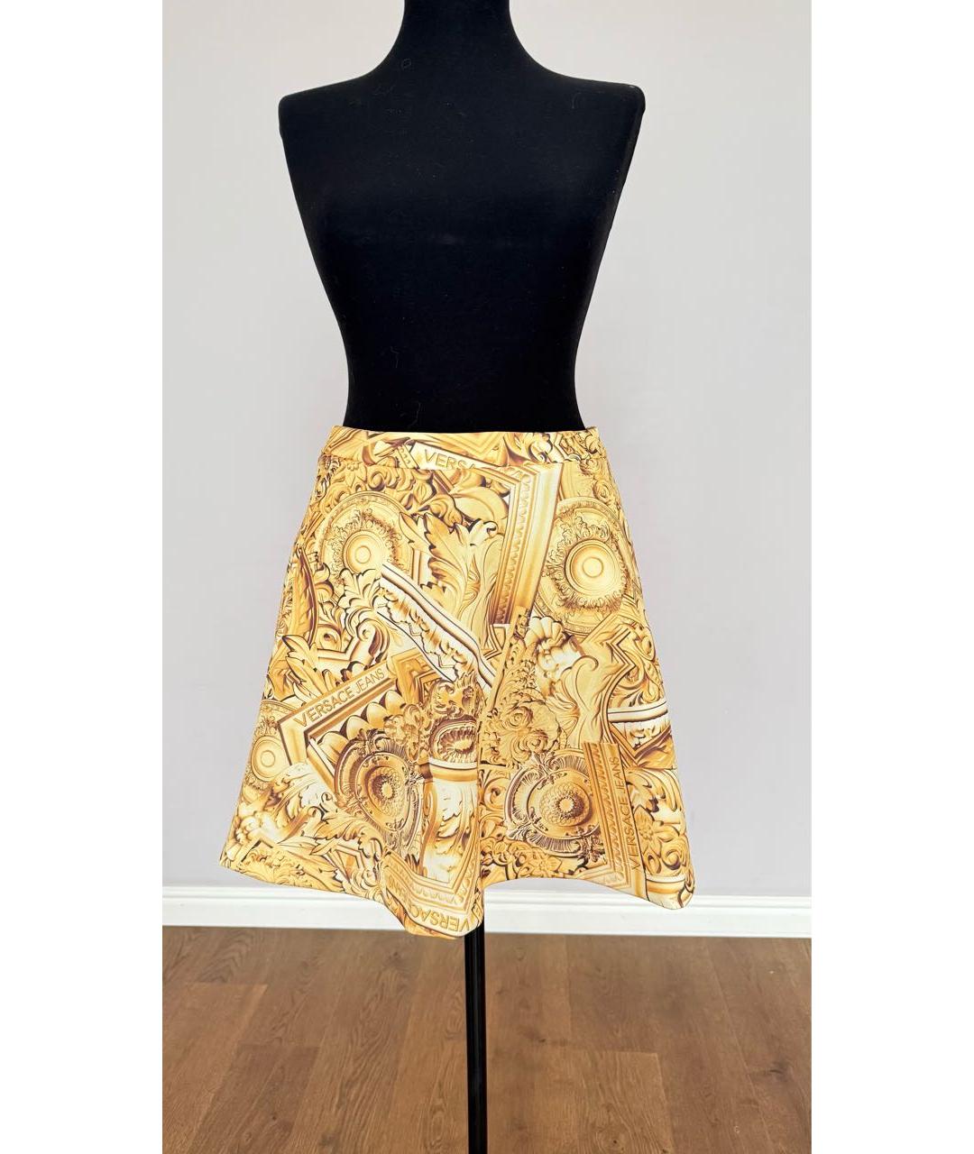 VERSACE JEANS COUTURE Золотая полиэстеровая юбка мини, фото 7