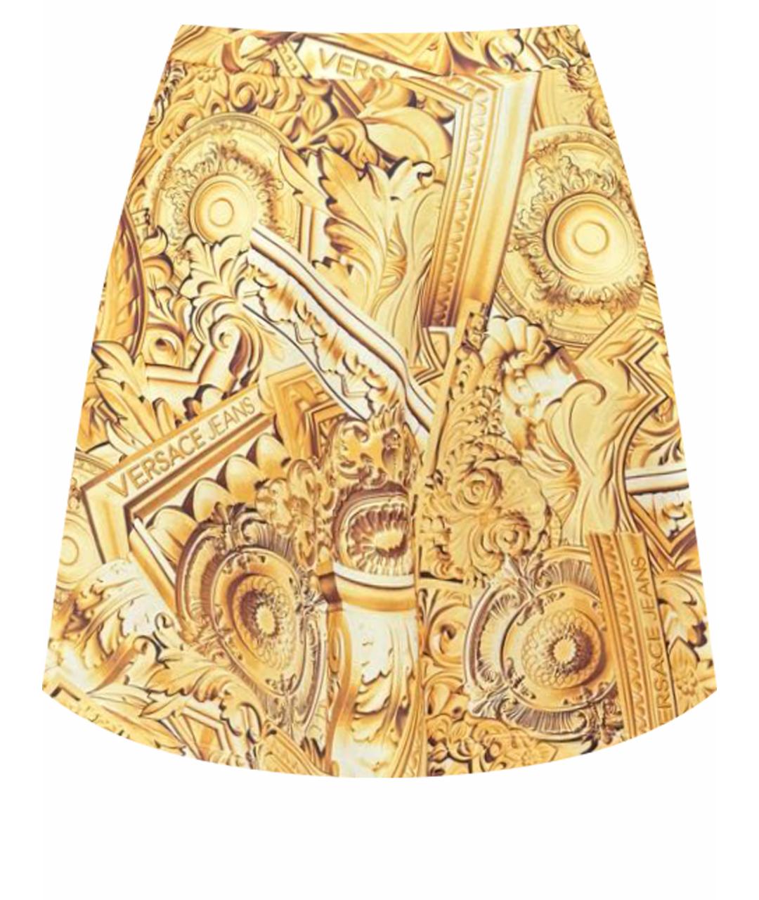 VERSACE JEANS COUTURE Золотая полиэстеровая юбка мини, фото 1