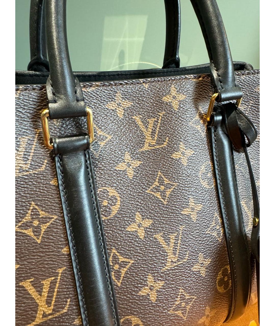 LOUIS VUITTON Коричневая кожаная сумка с короткими ручками, фото 7