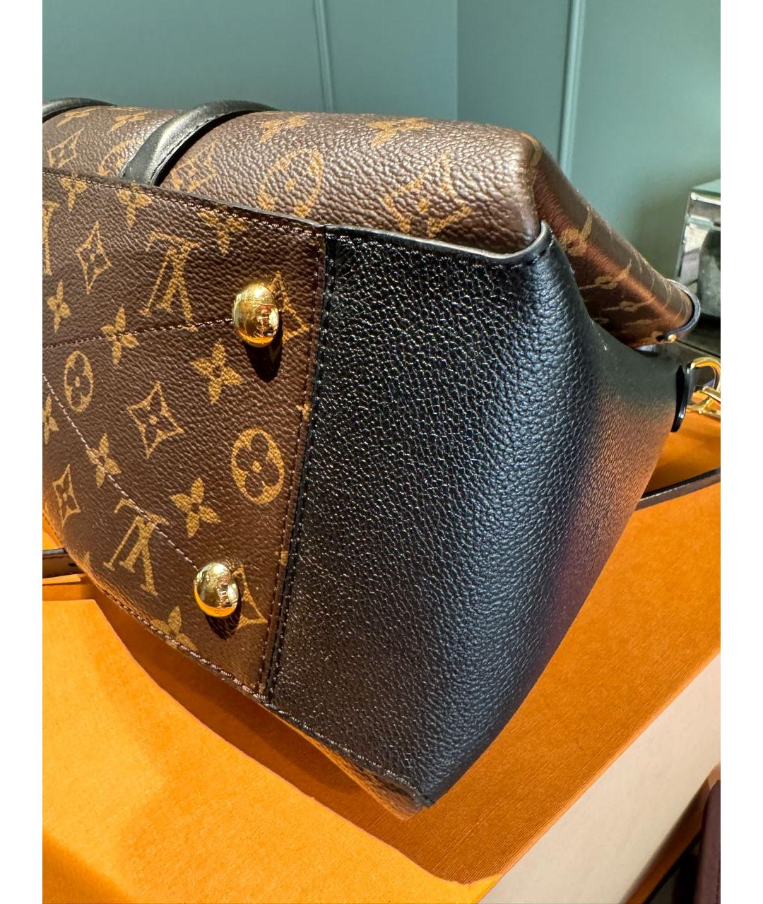 LOUIS VUITTON Коричневая кожаная сумка с короткими ручками, фото 5