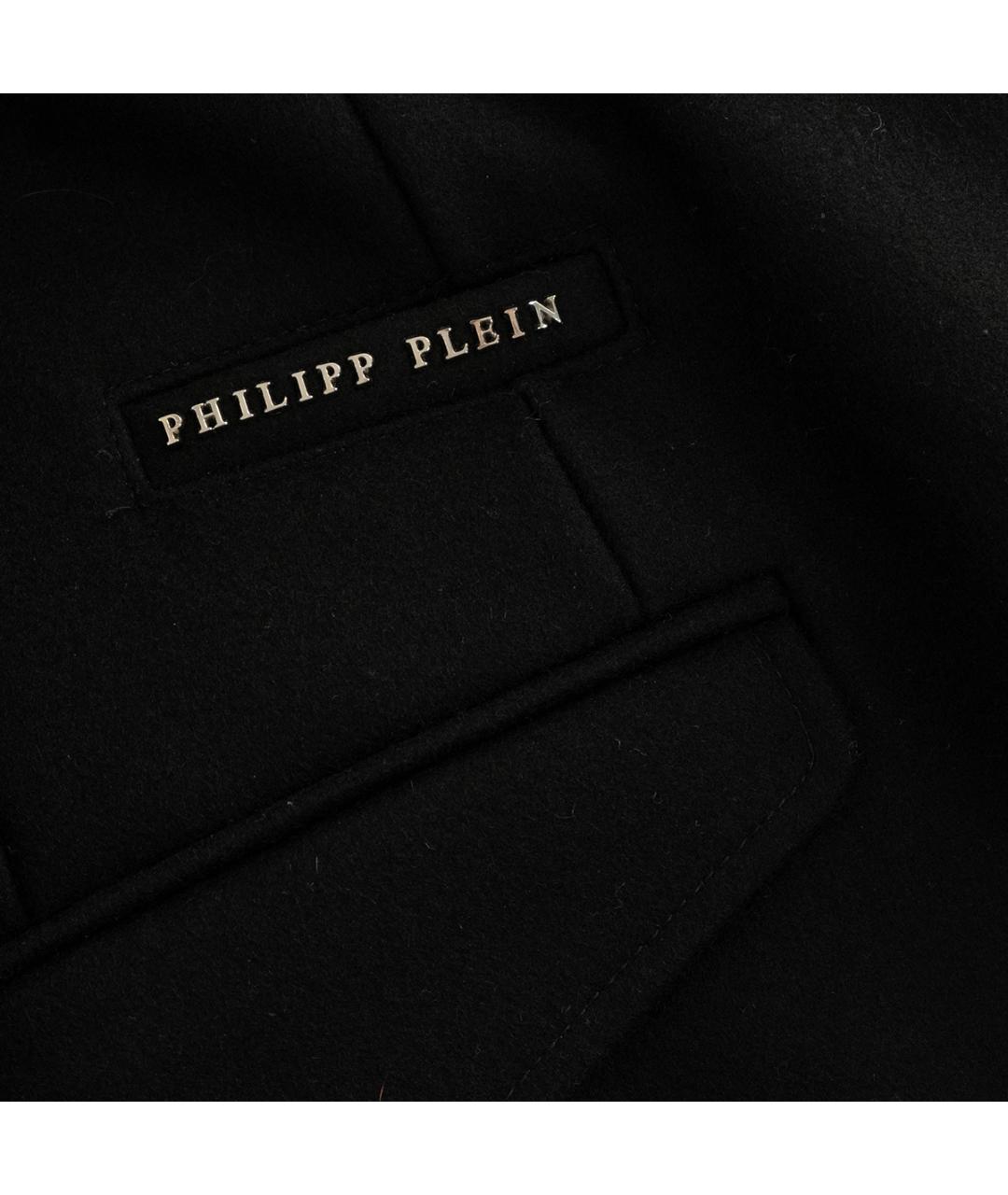 PHILIPP PLEIN Черное шерстяное пальто, фото 5