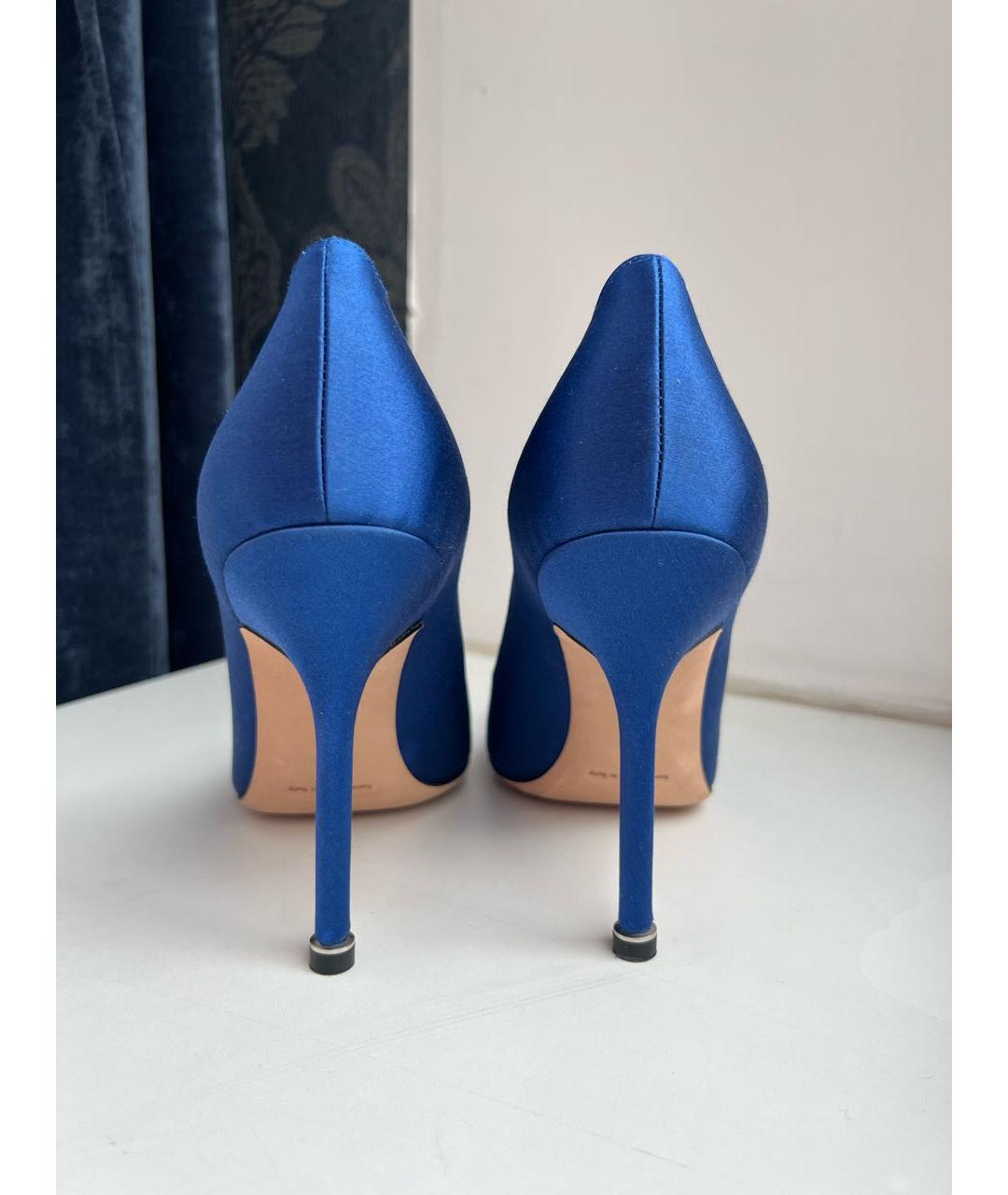 MANOLO BLAHNIK Синие кожаные туфли, фото 4