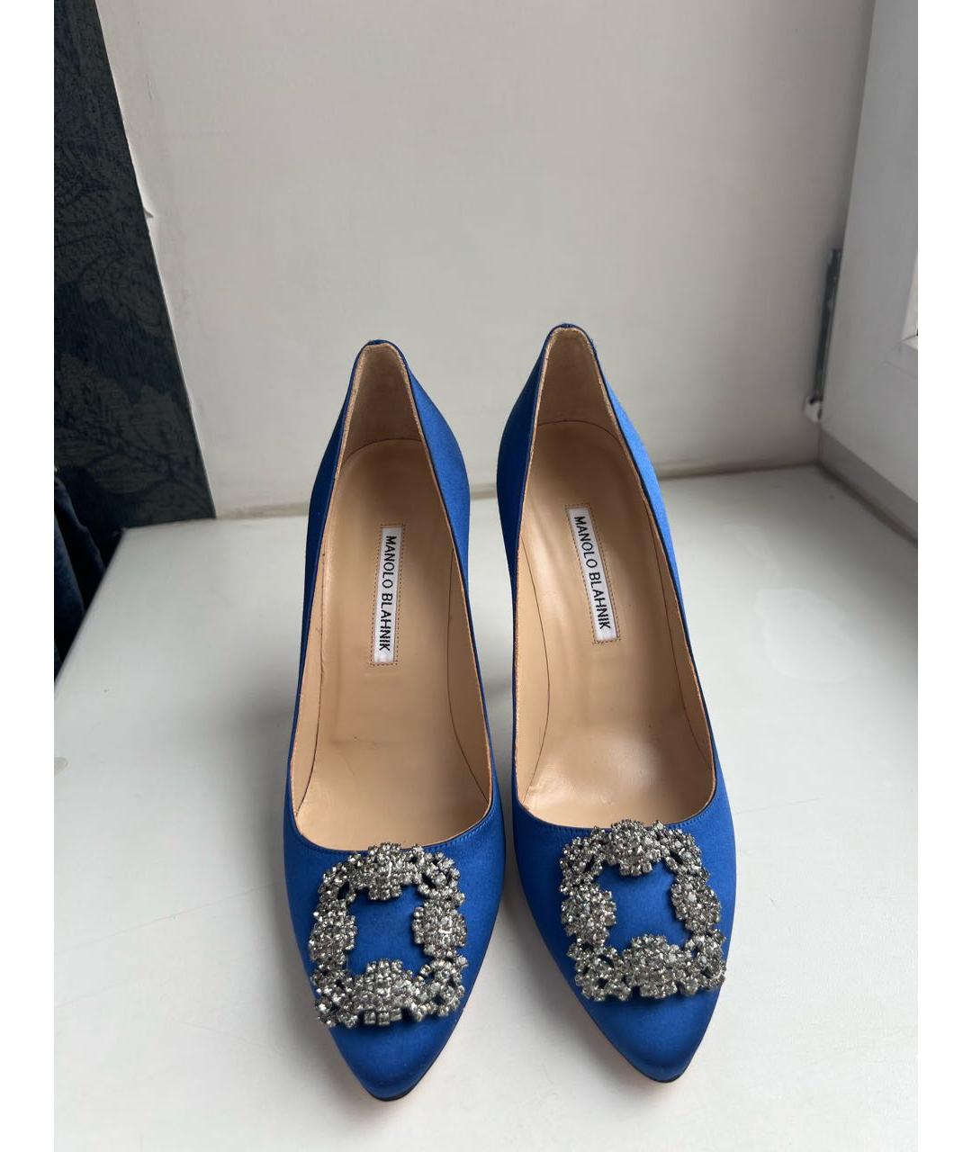 MANOLO BLAHNIK Синие кожаные туфли, фото 7