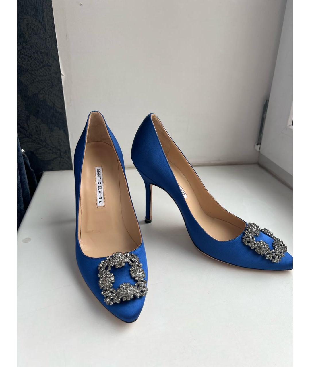 MANOLO BLAHNIK Синие кожаные туфли, фото 5