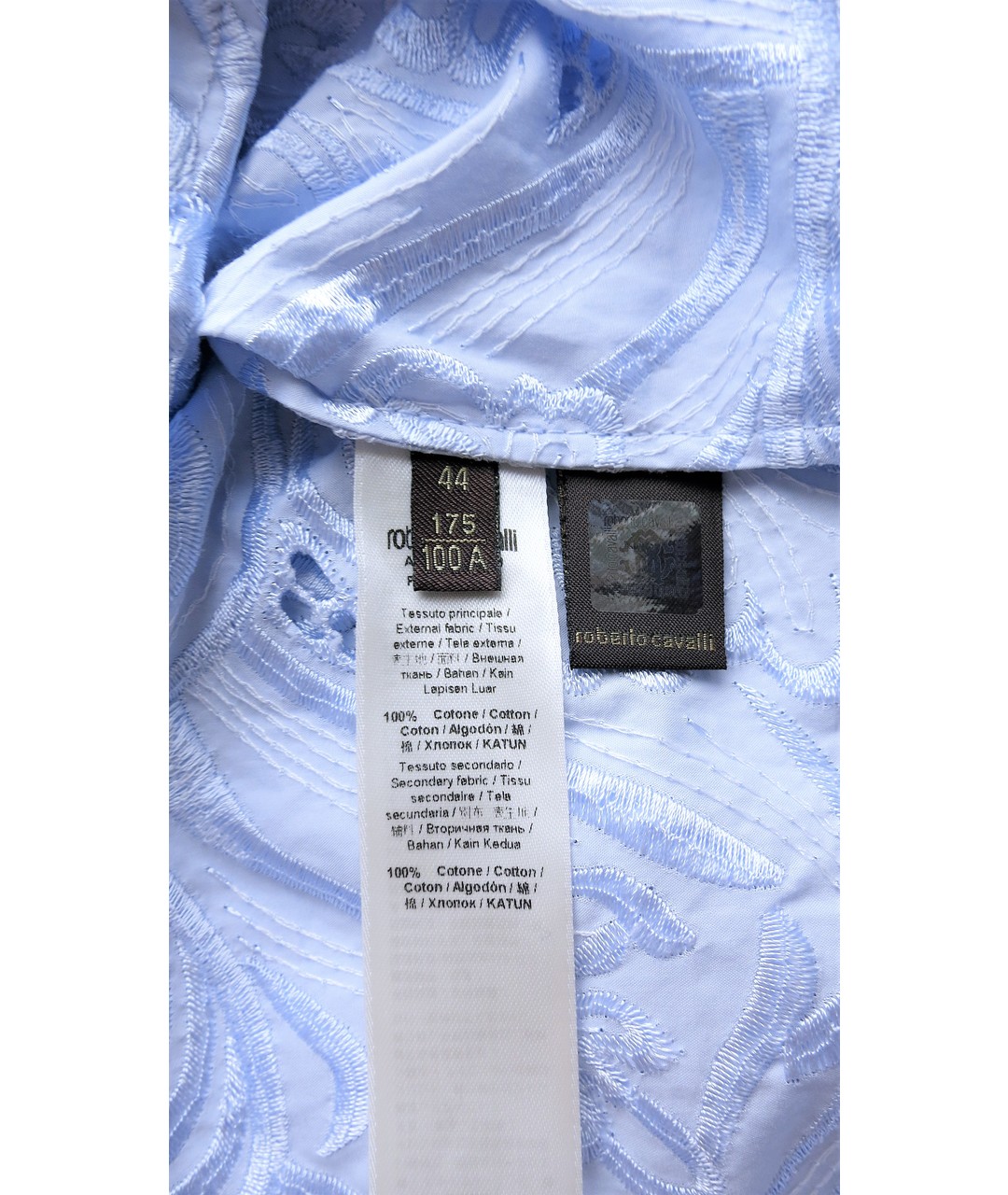 ROBERTO CAVALLI Голубая хлопковая рубашка, фото 8