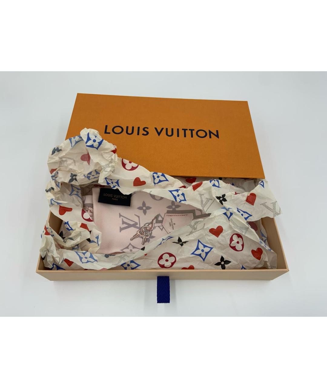 LOUIS VUITTON Розовый шелковый платок, фото 2