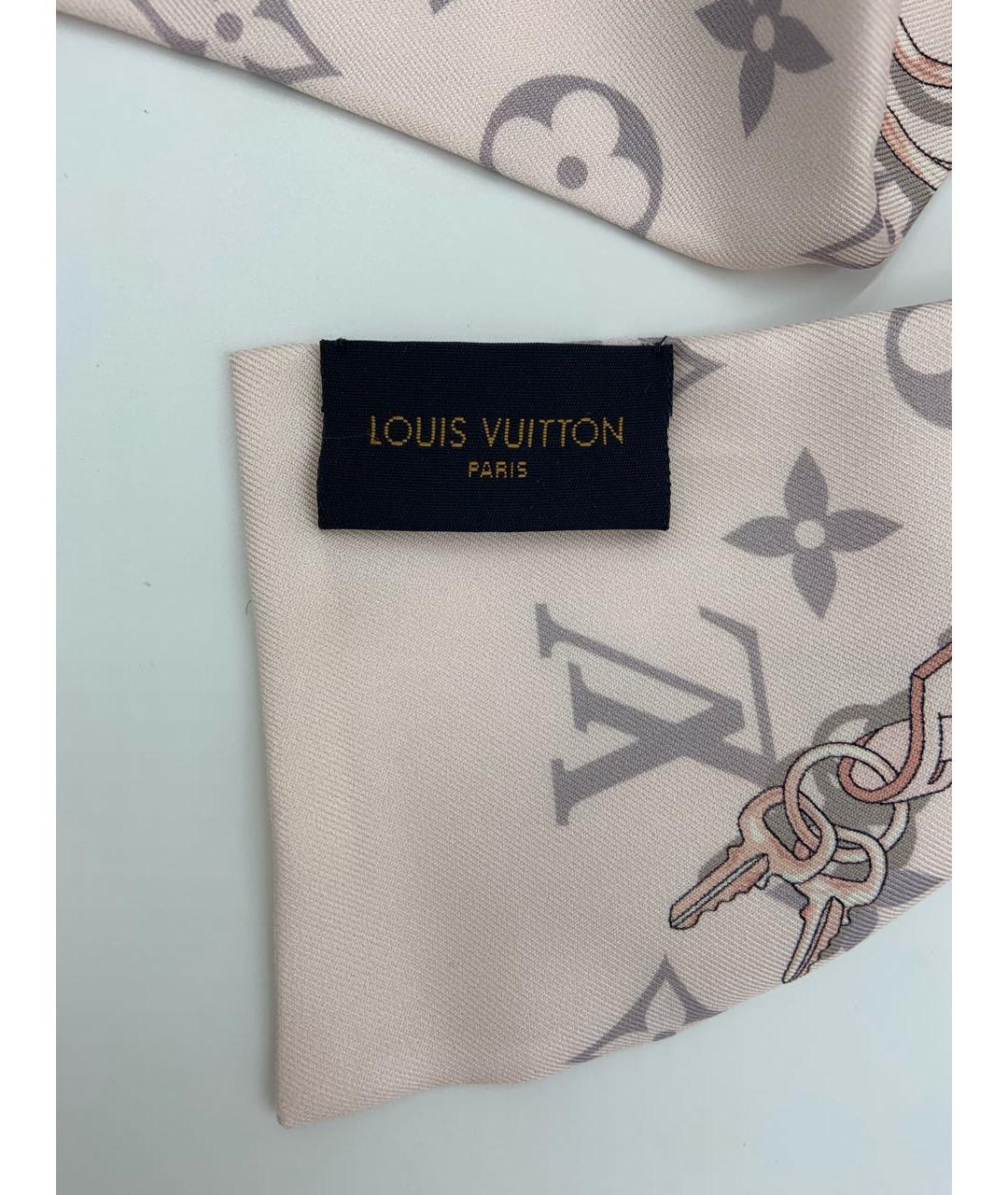 LOUIS VUITTON Розовый шелковый платок, фото 3