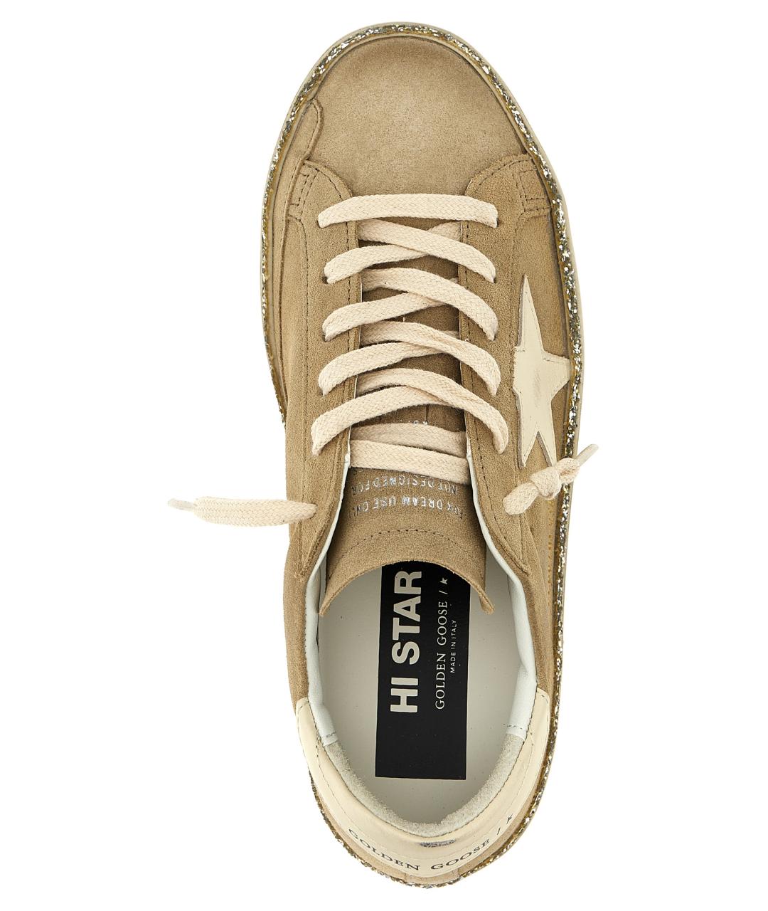 GOLDEN GOOSE DELUXE BRAND Бежевые кожаные кроссовки, фото 4