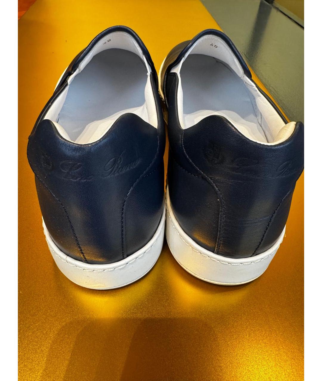 LORO PIANA Темно-синие кожаные лоферы, фото 4