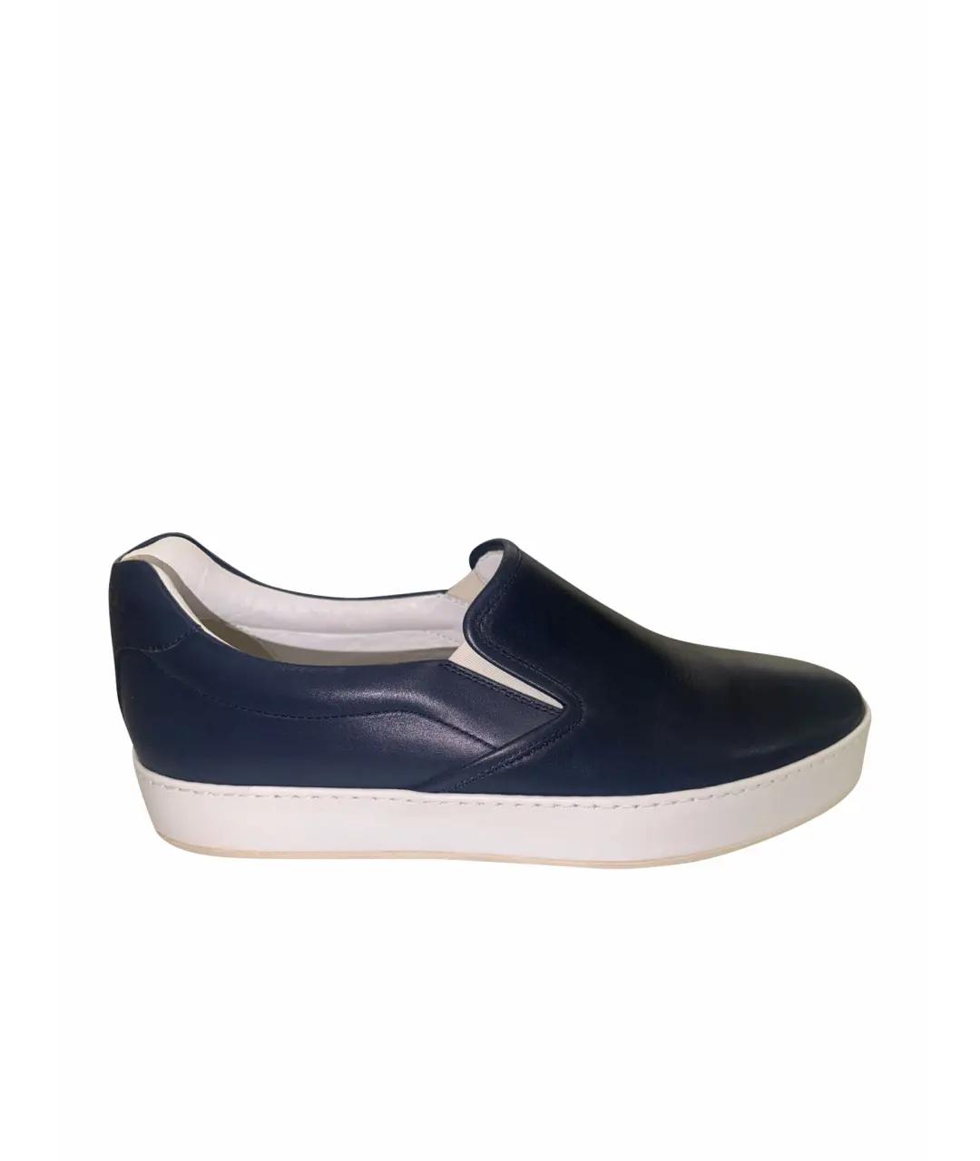 LORO PIANA Темно-синие кожаные лоферы, фото 1